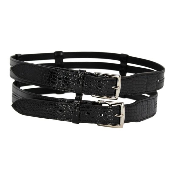 Leather & Crocodile Double Buckle Etrivière Belt main image 5